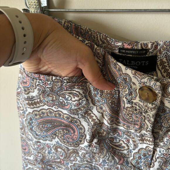 Talbots The Perfect Crop Paisley Pattern Ankle Length Pants Women's Petite 4P - Picture 4 of 10
